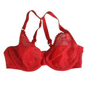 Elomi Matilda Plunge Bra Red 38G Underwire Unlined Adj Side Panels J Hook Chilli